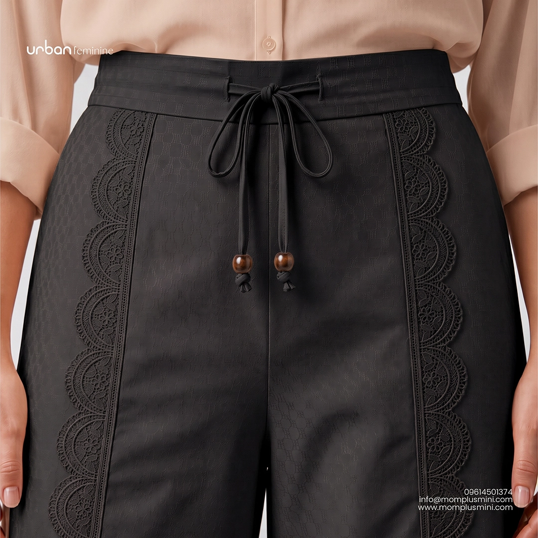 LaceFlow Jacquard Wide-Leg Pant | Black
